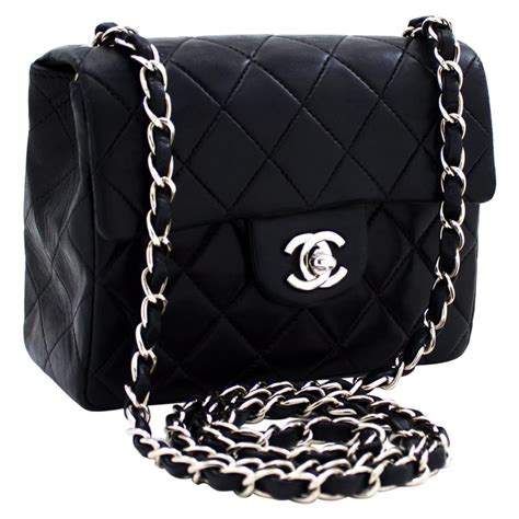 chanel black purse silver chain